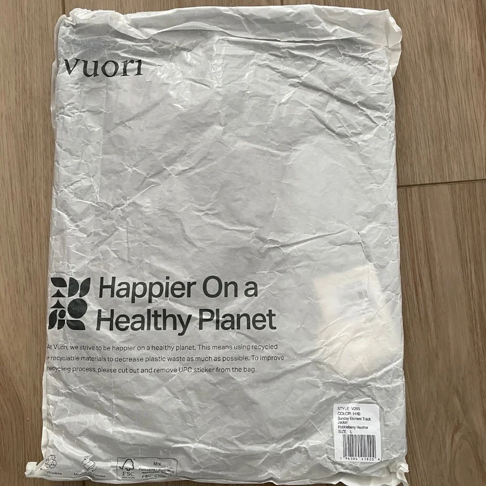 NWT Vuori Sunday Element Track Jacket / Size: L / Color: Huckleberry Heather - Picture 5 of 6